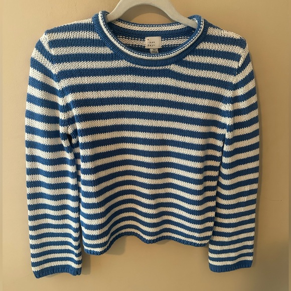 Cotton Shrunken Crewneck Pullover
Sweater - A New Day™ Blue/White Striped
XS - Picture 3 of 6
